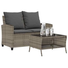 Garden Sofa Grey PE rattan 2-Seater Water-resistant materials