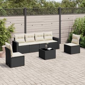 Garden Sofa Set Black PE Rattan 7 Piece Set Modular