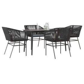 Garden Dining Set Black, Dark Grey