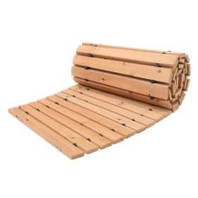 VEVOR Wooden Garden Pathway, 7 ft x 17 in, Non-Slip Curved Garden Walkway, Roll Out Cedar Outdoor Walkway Path with Wire Rope Connection