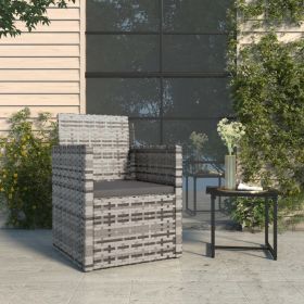 Garden Armchair Grey PE rattan, Powder-Coated Steel
