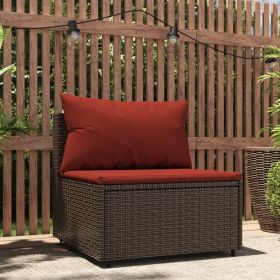 Patio Middle Sofa Brown PE rattan Medium Adjustable Feet