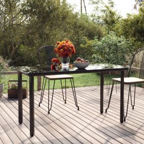Dining Table Black Powder-coated steel, tempered glass (Color: Black)
